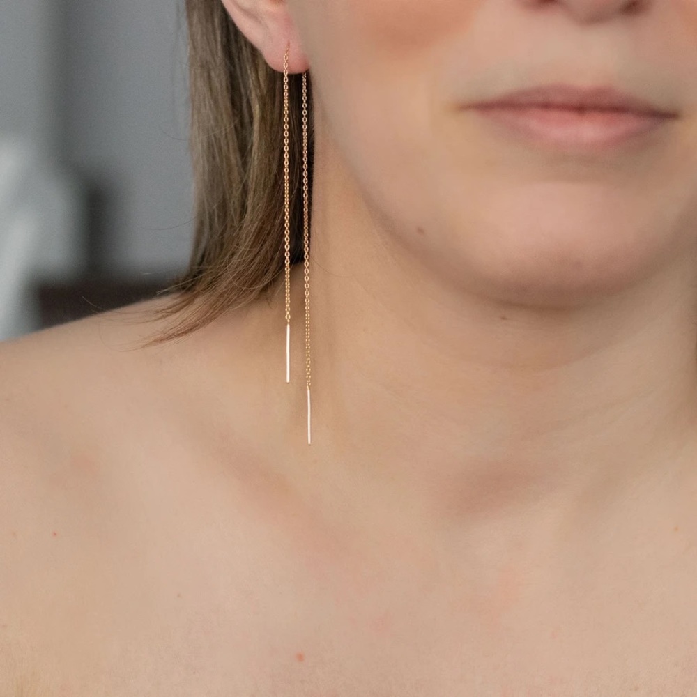 14K GF ultra long threader earrings
